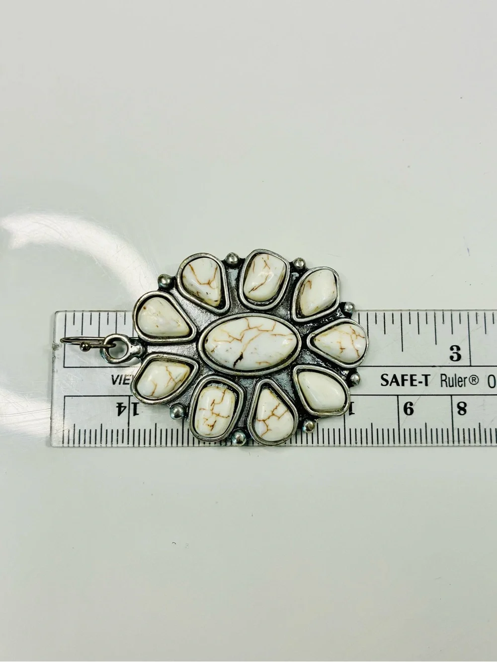 Southwestern Cream White Natural Gemstone Floral Cluster Drop Dangling Earrings